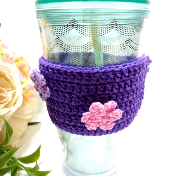 Crochet Coffee Cup Cozy. Hot Chocolate Cup Cozy. Cup Sleeve Hot Drink Holder - Picture 1 of 4